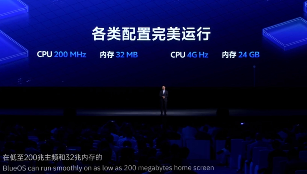 蓝河OS可以在拥有200MHz CPU和32MB内存的设备上运行。