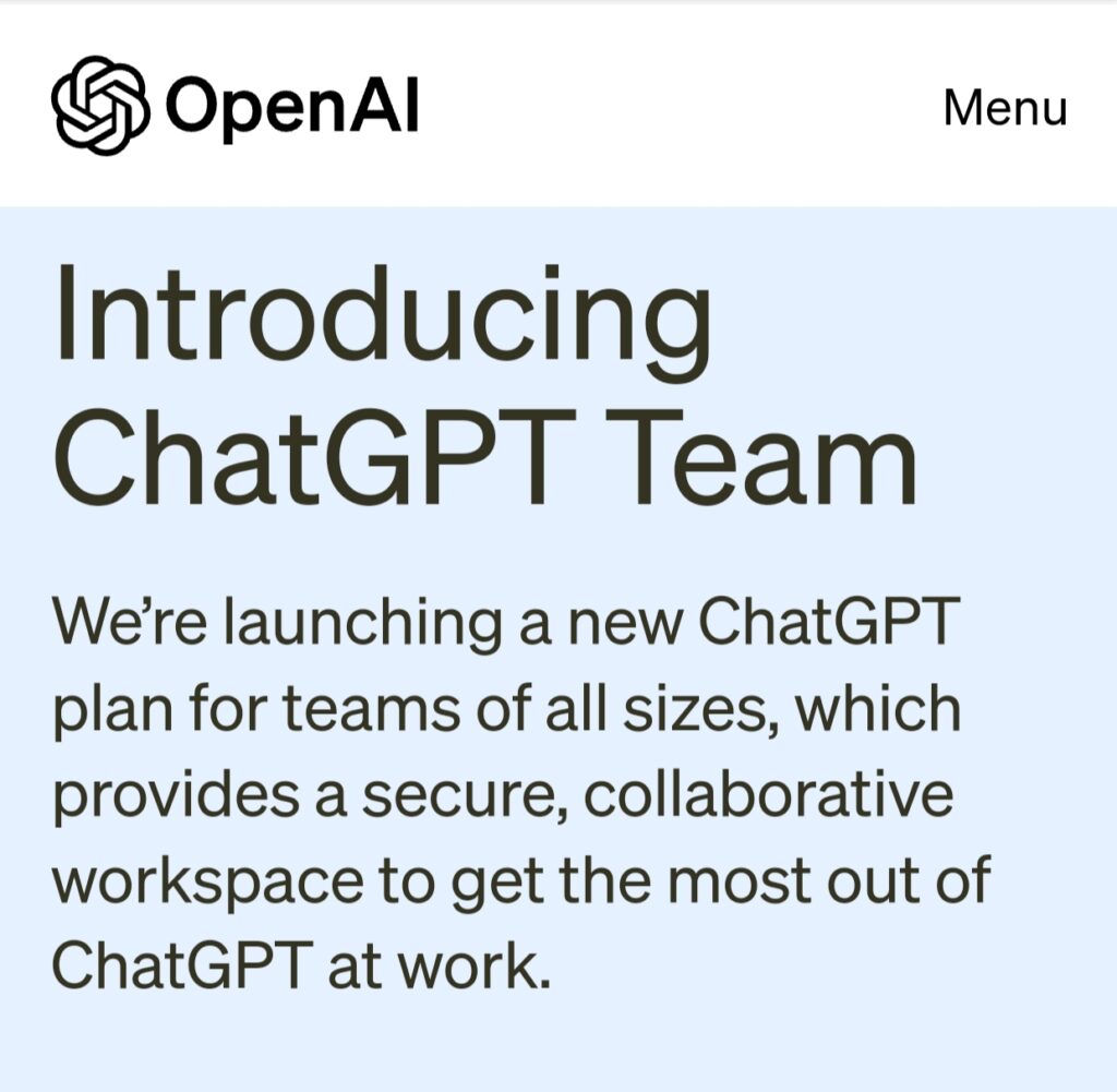 OpenAI推出ChatGPT Team订阅计划