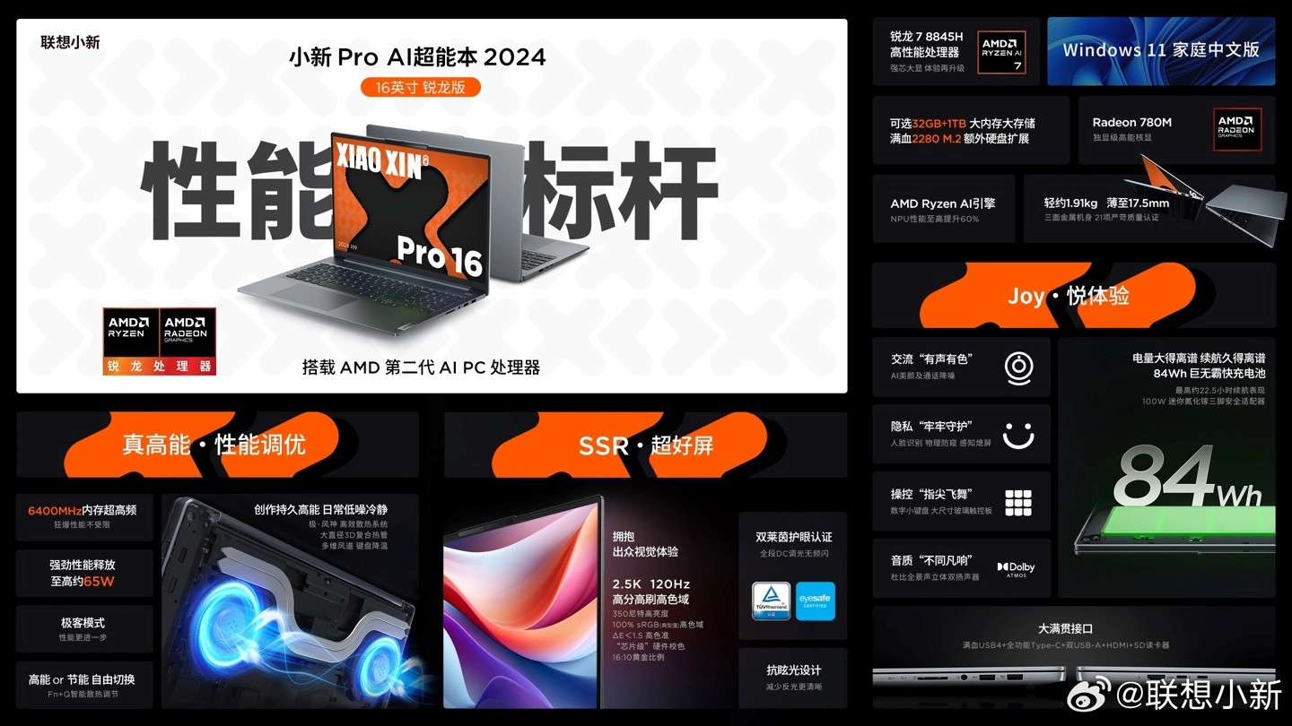 联想小新Pro 2024 AI 锐龙版笔记本