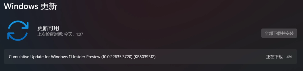 Windows 11 Beta版KB5039312更新