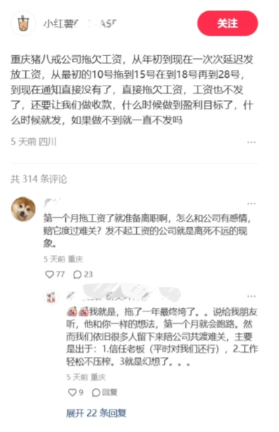 猪八戒网内部人士回应薪资延迟