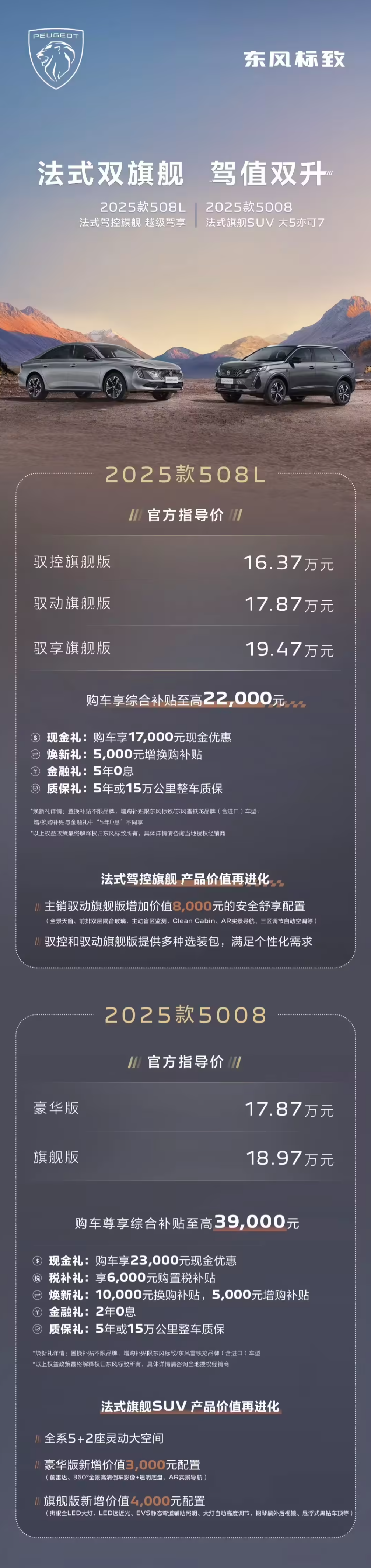 东风标致2025款5008/508L发布